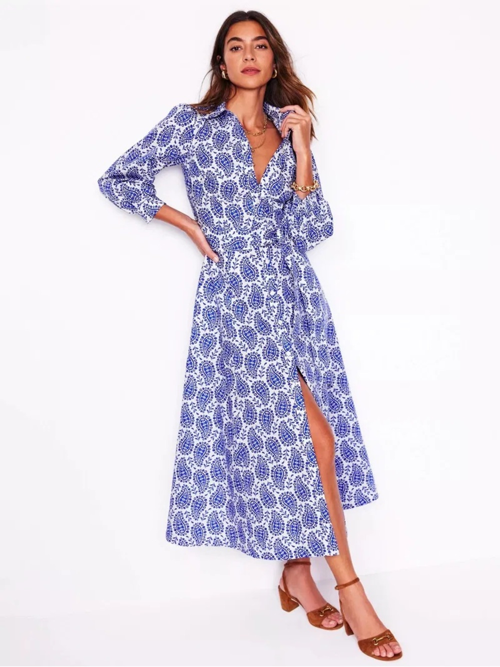 NWOT Boden Clara Cotton Maxi Shirt Dress Women's 6P